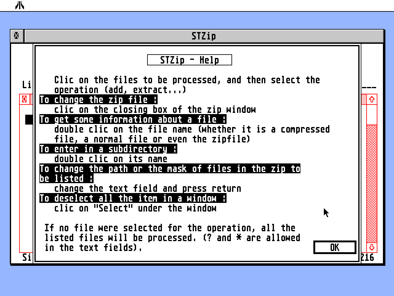 STZIP atari screenshot
